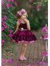 Burgundy Velvet Flower Girl Dress Girl Twirl Dress